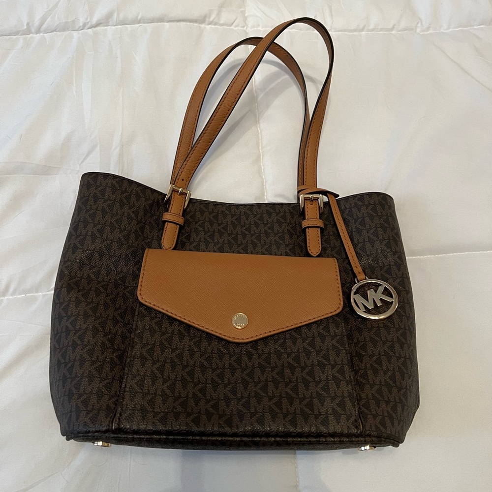 Brown Michael Kors Logo Print Purse